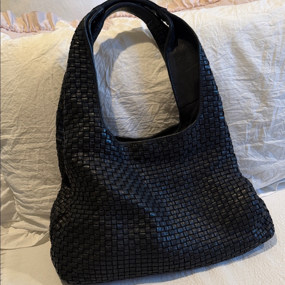Elegant Black Woven Tote Bag